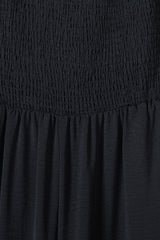 Black Smocked Sleeveless Wide Leg Jumpsuit with Pockets Jumpsuits & Rompers JT's Designer Fashion