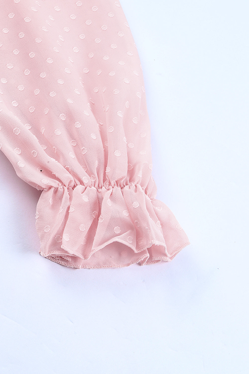 Pink Layered Ruffled Open Back Puff Sleeve Swiss Dot Mini Dress Mini Dresses JT's Designer Fashion