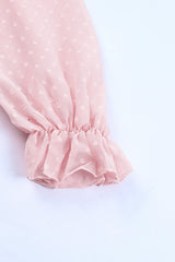 Pink Layered Ruffled Open Back Puff Sleeve Swiss Dot Mini Dress Mini Dresses JT's Designer Fashion