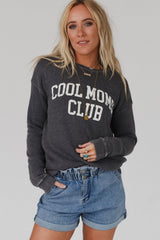 Gray COOL MOMS CLUB Drop Shoulder Sweatshirt Sweatshirts & Hoodies JT's Designer Fashion