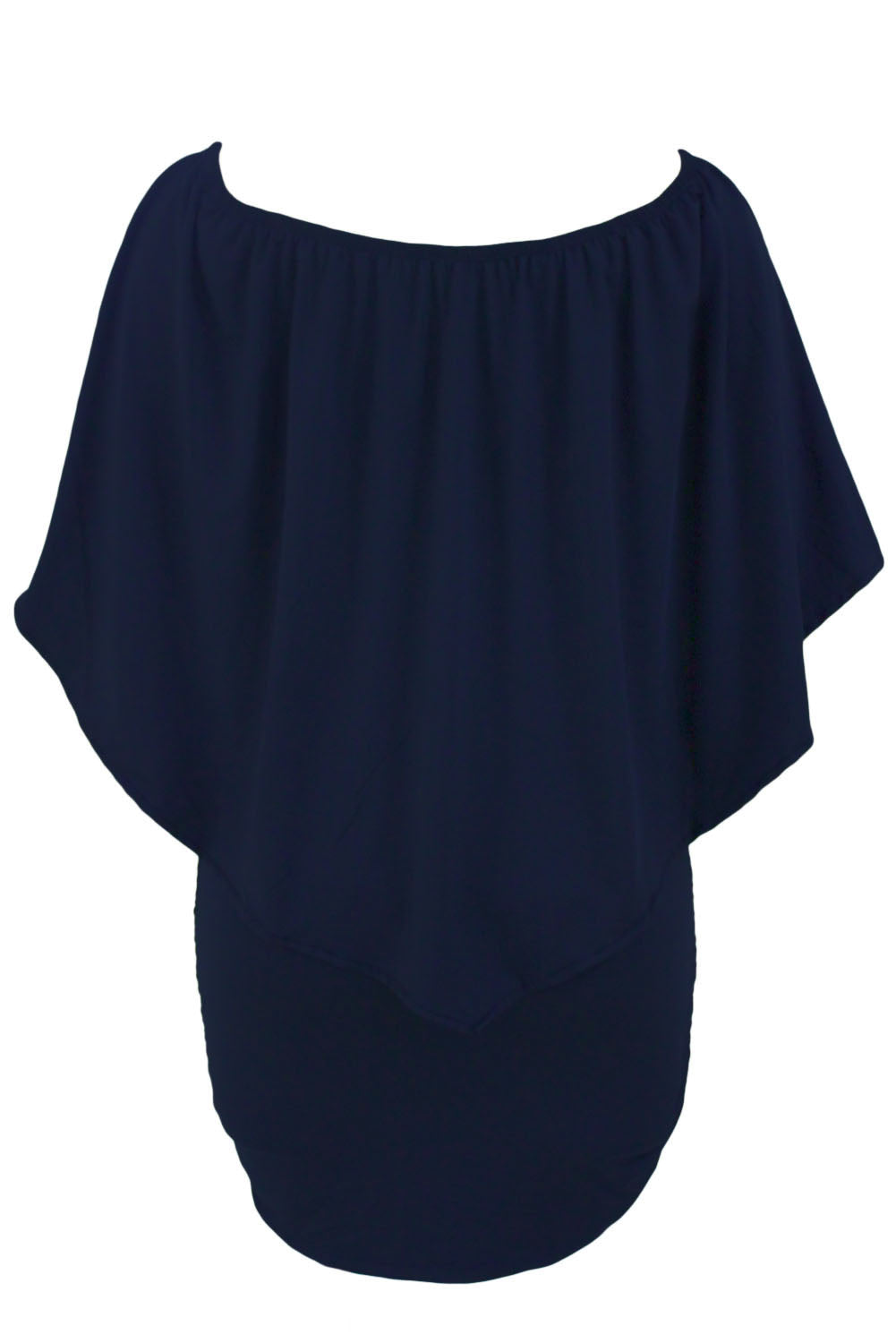 Multiple Dressing Layered Dark Blue Mini Poncho Dress Mini Dresses JT's Designer Fashion