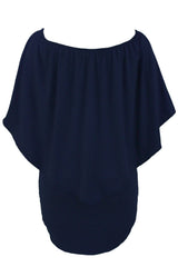 Multiple Dressing Layered Dark Blue Mini Poncho Dress Mini Dresses JT's Designer Fashion