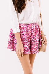 Rose Leopard Print Flutter Casual Shorts Casual Shorts JT's Designer Fashion