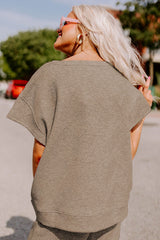 Brown Gray Textured Loose Fit T Shirt and Drawstring Pants Set Bottoms JT's Designer Fashion