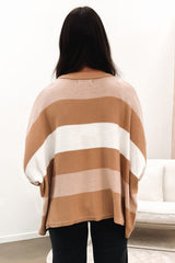 Multicolour Striped Knit Drop Shoulder Loose Sweater Sweaters & Cardigans JT's Designer Fashion