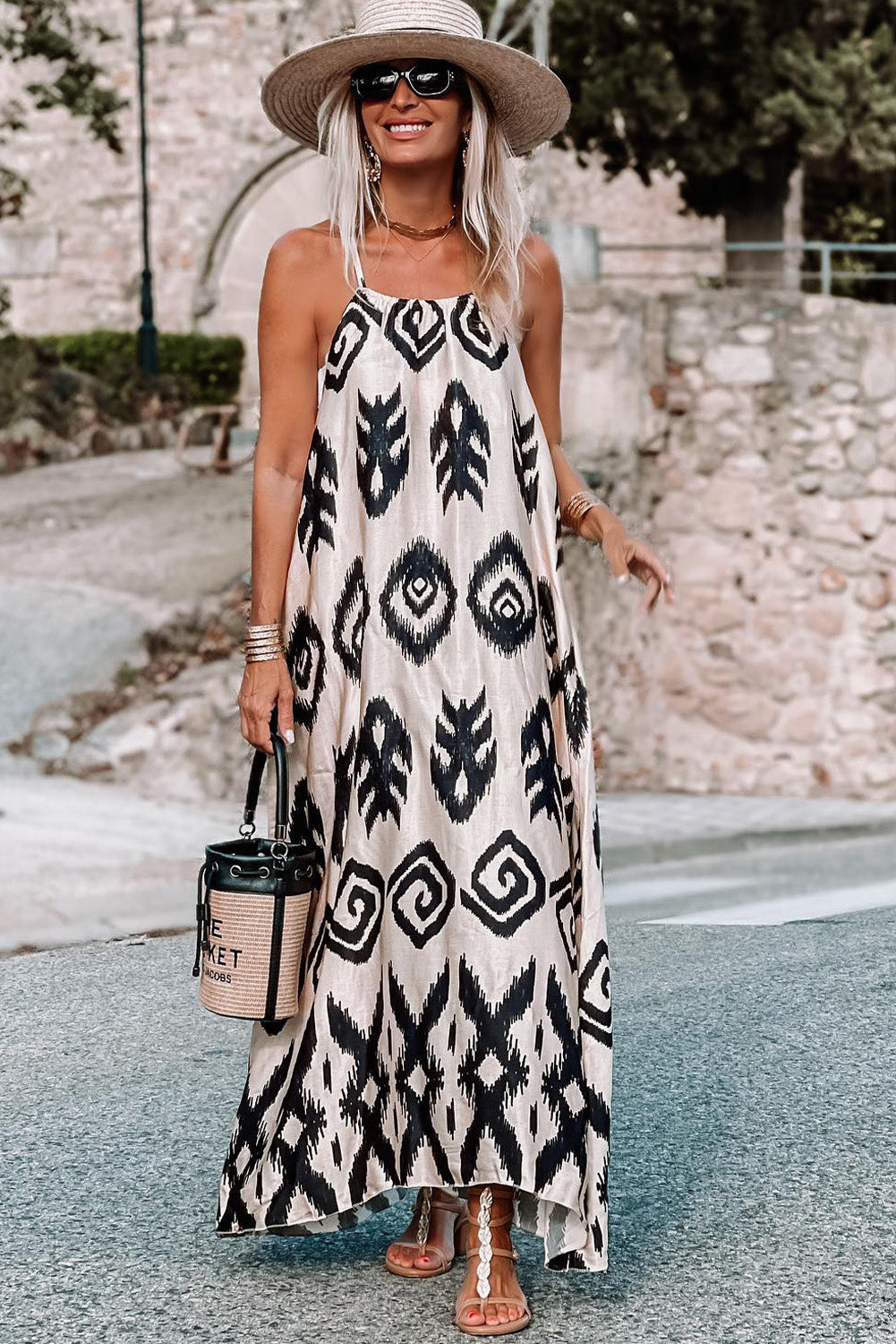 Black Western Printed Fashion Vacation Sundress Dresses JT's Designer Fashion