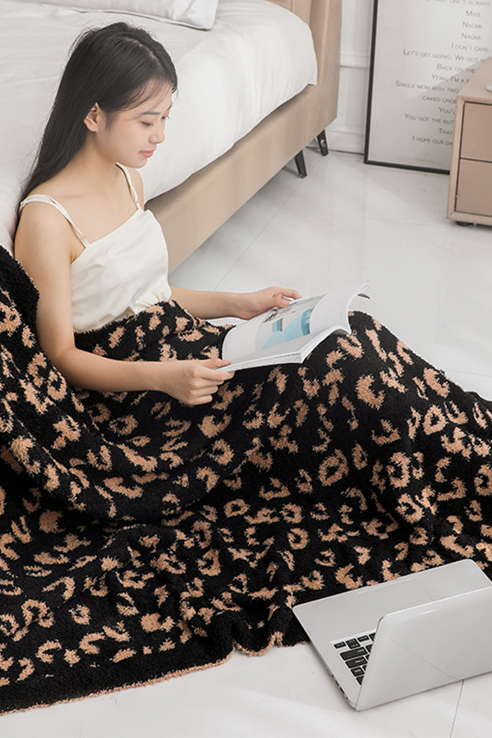 Black Leopard Grain Knitting Blanket 127*152CM Other Accessories JT's Designer Fashion