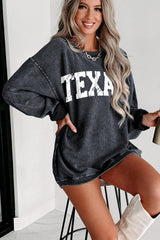 Gray TEXAS Graphic Corded Pullover Sweatshirt Graphic Sweatshirts JT's Designer Fashion