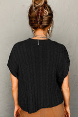 Black Clever Moment Cable Knit Top Sweaters & Cardigans JT's Designer Fashion