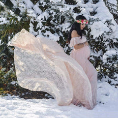 Lace Maternity Maxi Dress With Train Maternity Dresses JT's Designer Fashion