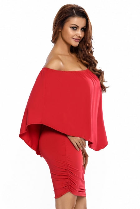 Multiple Dressing Layered Red Mini Poncho Dress Mini Dresses JT's Designer Fashion