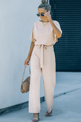 Apricot Oh So Glam Belted Wide Leg Jumpsuit Jumpsuits & Rompers JT's Designer Fashion