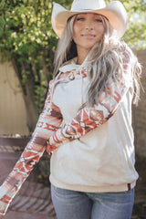 Printed Western Aztec Print Patchwork Double Hood Hoodie Sweatshirts & Hoodies JT's Designer Fashion