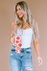 Multicolor Flower Print Handled Stainless Steel Vacuum Cup Tumblers JT's Designer Fashion