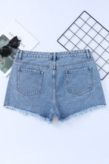 Sky Blue High Rise Crossover Waist Denim Shorts Denim Shorts JT's Designer Fashion