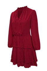 V Neck Long Sleeve Ruffle Tiered Mini Dress Mini Dresses JT's Designer Fashion