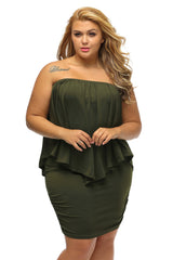 Plus Size Multiple Dressing Layered Army Green Mini Poncho Dress Plus Size Dresses JT's Designer Fashion