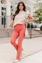 Parchment Retro Cable Knit Ruffle Sleeveless Sweater Bottoms JT's Designer Fashion