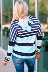 Multi Striped Drawstring Long Sleeve Hoodie Sweatshirts & Hoodies JT's Designer Fashion