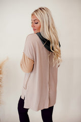 Smoke Gray Color Block Kangaroo Pocket High Low Hoodie Sweatshirts & Hoodies JT's Designer Fashion
