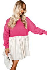 Rose Red Sweatshirt Poplin 2-in-1 Mini Dress Dresses JT's Designer Fashion