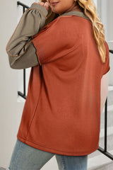 Gold Flame Colorblock Exposed Seam Quarter Zip Plus Sweatshirt Plus Size JT's Designer Fashion