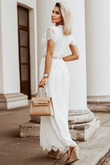 White Blue Fill Your Heart Lace Long Dress Maxi Dresses JT's Designer Fashion