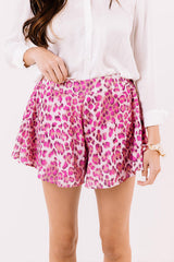 Rose Leopard Print Flutter Casual Shorts Casual Shorts JT's Designer Fashion