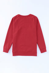 Red Solid Round Neck Raglan Sleeve Sweatshirt Sweatshirts & Hoodies JT's Designer Fashion