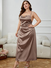 Plus Size Lace-Up Spaghetti Strap Split Night Dress Plus Size Dresses JT's Designer Fashion