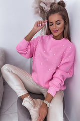Pirouette Pearl Detail Ribbed Round Neck Sweatshirt Sweatshirts & Hoodies JT's Designer Fashion