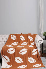 Chestnut Rugby Pattern Color Block Fleece Blanket 127*152cm Other Accessories JT's Designer Fashion