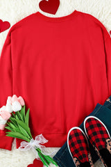 Red Puff XOXO Print Valentines Heart Sweatshirt Graphic Sweatshirts JT's Designer Fashion