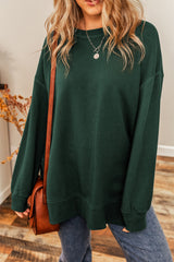 Duffel Lock Seam Detail Drop Shoulder Split Hem Sweatshirt Sweatshirts & Hoodies JT's Designer Fashion