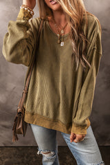 Jungle Green Textured Seamed Drop Sleeve Sweatshirt Sweatshirts & Hoodies JT's Designer Fashion