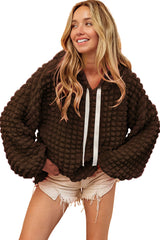 Dark Brown Bubble Textured Waffle Hoodie Sweatshirts & Hoodies JT's Designer Fashion