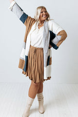 Multicolor Plus Size Colorblock Knit Cardigan Plus Size JT's Designer Fashion
