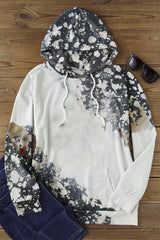Gray Bleached Tie Dye Drawstring Hoodie Sweatshirts & Hoodies JT's Designer Fashion