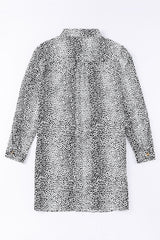 Long Sleeve Leopard Animal Print Shirt Dress Mini Dresses JT's Designer Fashion
