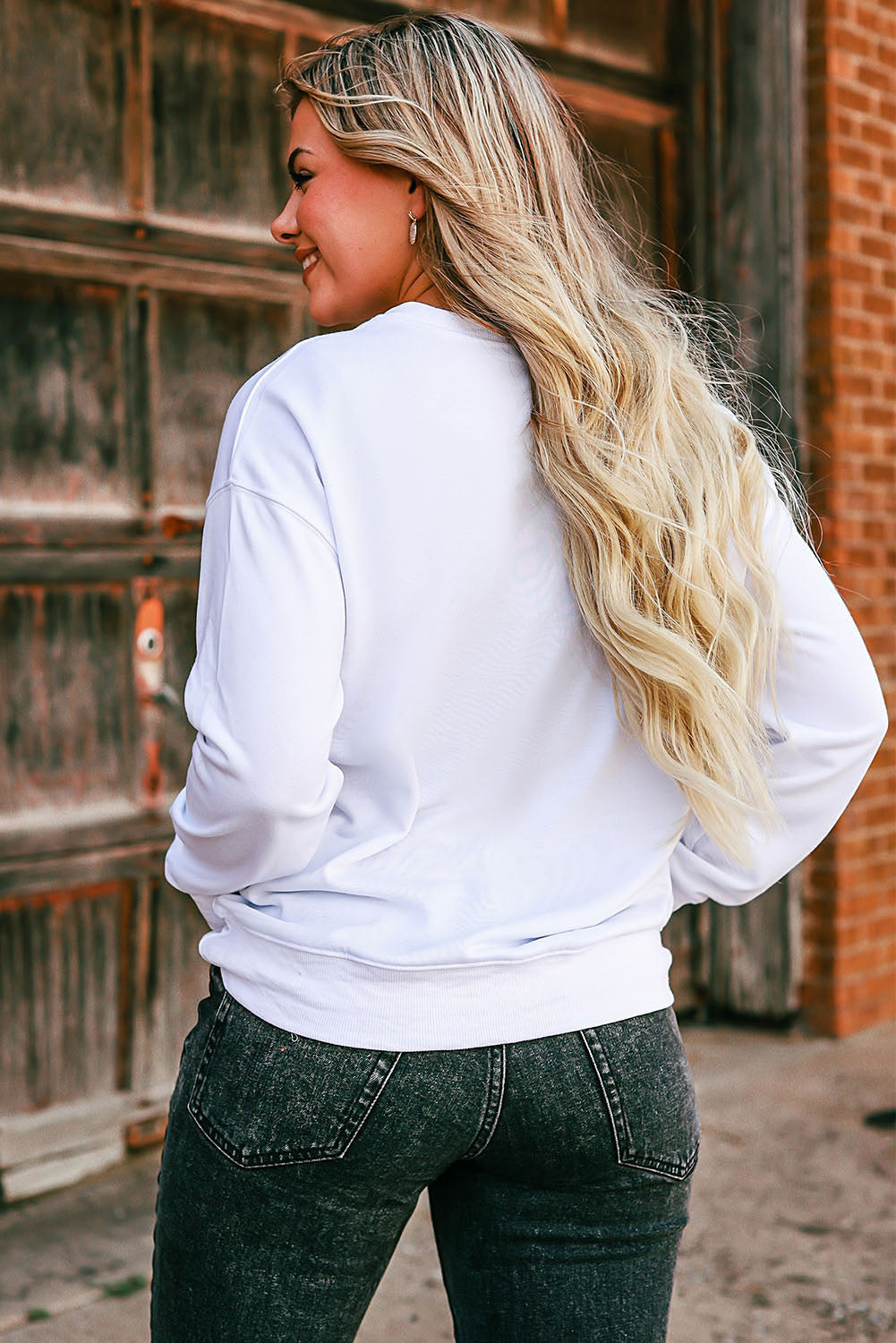 White Sweater Weather Vibrant Monogram Sweatshirt Graphic Sweatshirts JT's Designer Fashion