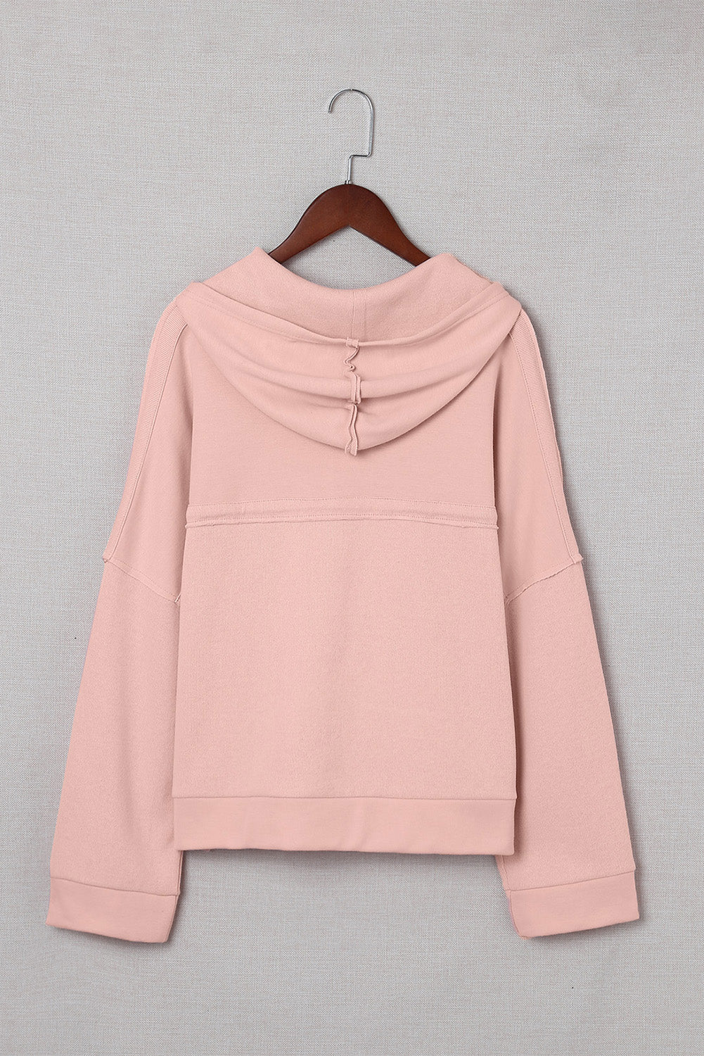 Pink Casual Button Solid Patchwork Trim Hoodie Sweatshirts & Hoodies JT's Designer Fashion