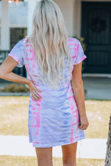 Women Tie-Dye Belted T-Shirt Dress Mini Dresses JT's Designer Fashion