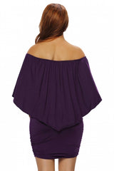 Multiple Dressing Layered Purple Mini Poncho Dress Mini Dresses JT's Designer Fashion