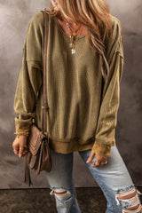Jungle Green Textured Seamed Drop Sleeve Sweatshirt Sweatshirts & Hoodies JT's Designer Fashion
