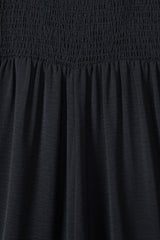 Black Smocked Sleeveless Wide Leg Jumpsuit with Pockets Jumpsuits & Rompers JT's Designer Fashion