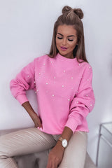 Pirouette Pearl Detail Ribbed Round Neck Sweatshirt Sweatshirts & Hoodies JT's Designer Fashion