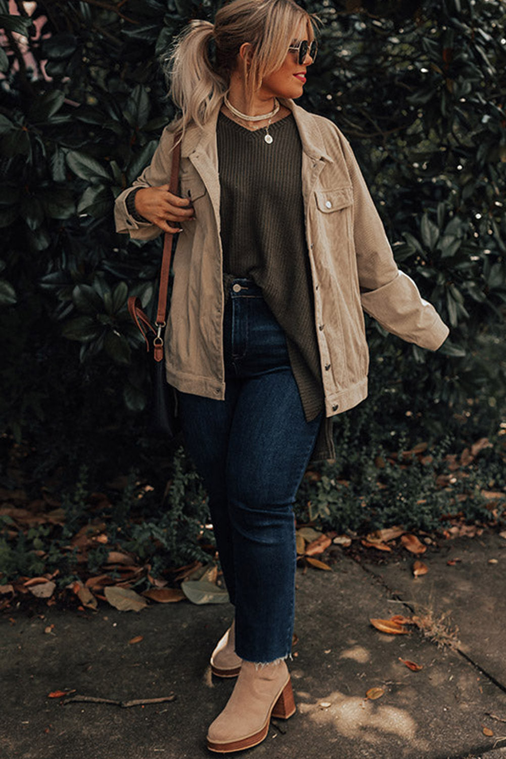 Khaki never-a-worry-corduroy-jacket-curves Plus Size JT's Designer Fashion