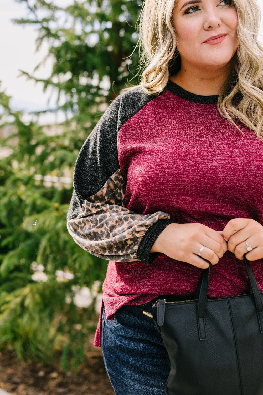 Multicolor Leopard Colorblock Long Sleeve Plus Size Top Plus Size JT's Designer Fashion