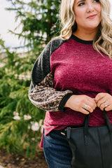 Multicolor Leopard Colorblock Long Sleeve Plus Size Top Plus Size JT's Designer Fashion