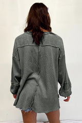 Dark Grey Pink Distressed Crinkle Patchwork Plus Size Top Plus Size JT's Designer Fashion